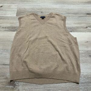 Land's End Wool Cashmere Blend V-Neck Sweater Vest Men's XL Brown